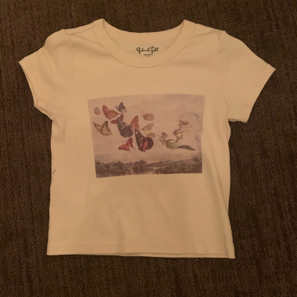john galt//brandy butterfly cropped shirt